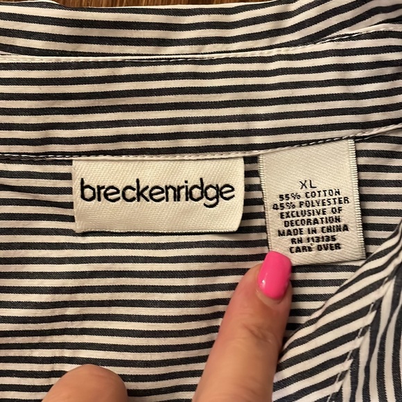 BRECKENRIDGE Vintage 90s Sunflower embroidered pinstripe button shirt woman’s XL - Picture 11 of 11